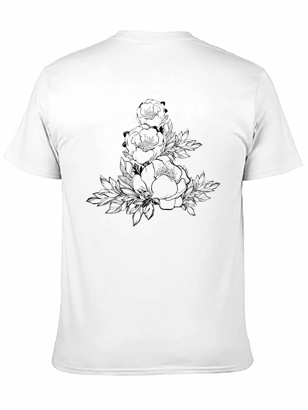 Elegant Floral Print Black T-Shirt