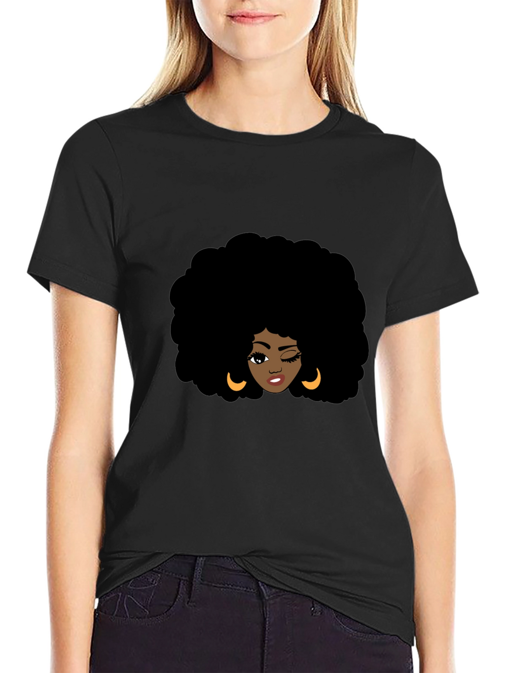 Afro Woman Graphic Black T-Shirt