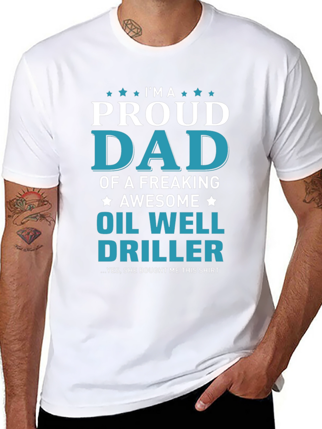 Proud Dad Oil Well Driller Graphic T-Shirt