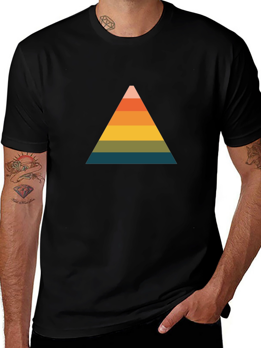 Retro Triangle Graphic Tee - Black Cotton Comfort