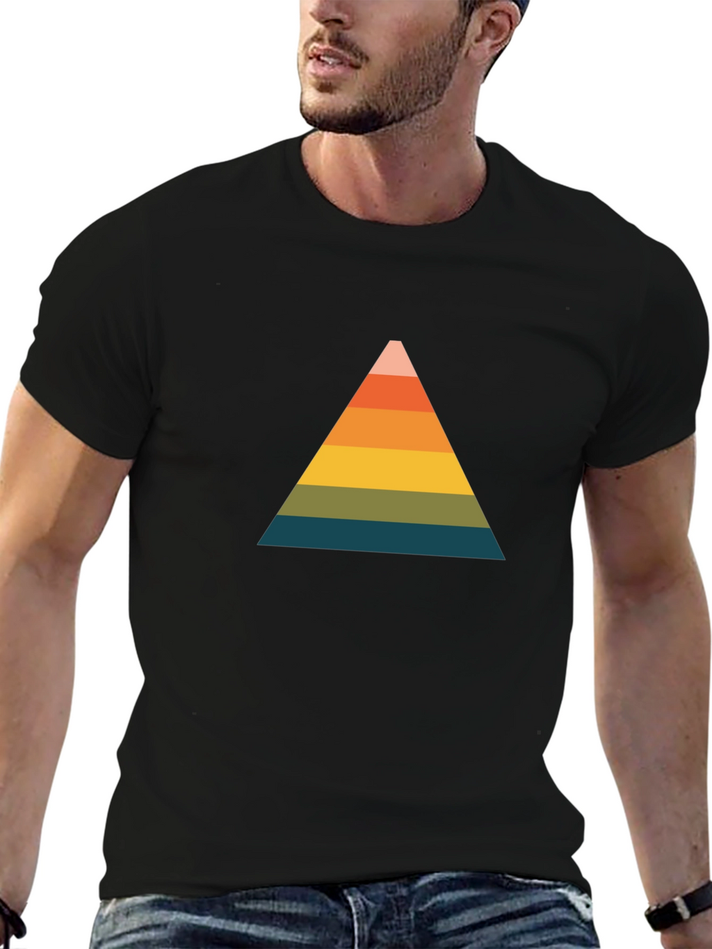 Retro Triangle Graphic Tee - Black Cotton Comfort
