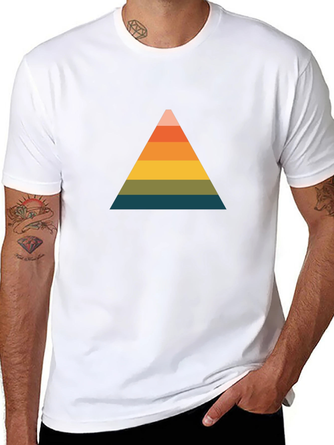 Retro Triangle Graphic Tee - Black Cotton Comfort