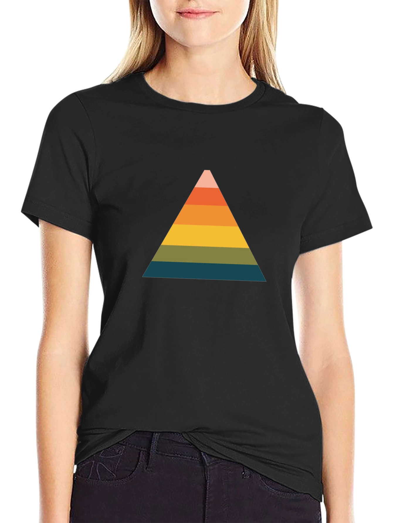 Retro Triangle Graphic Tee - Black Cotton Comfort