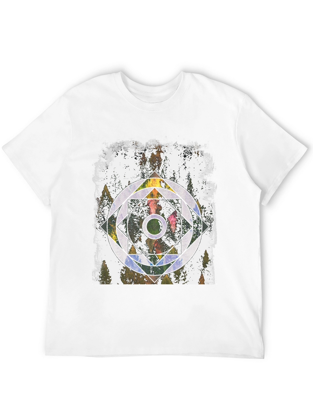 Geometric Forest Graphic Tee - Black Unisex T-Shirt