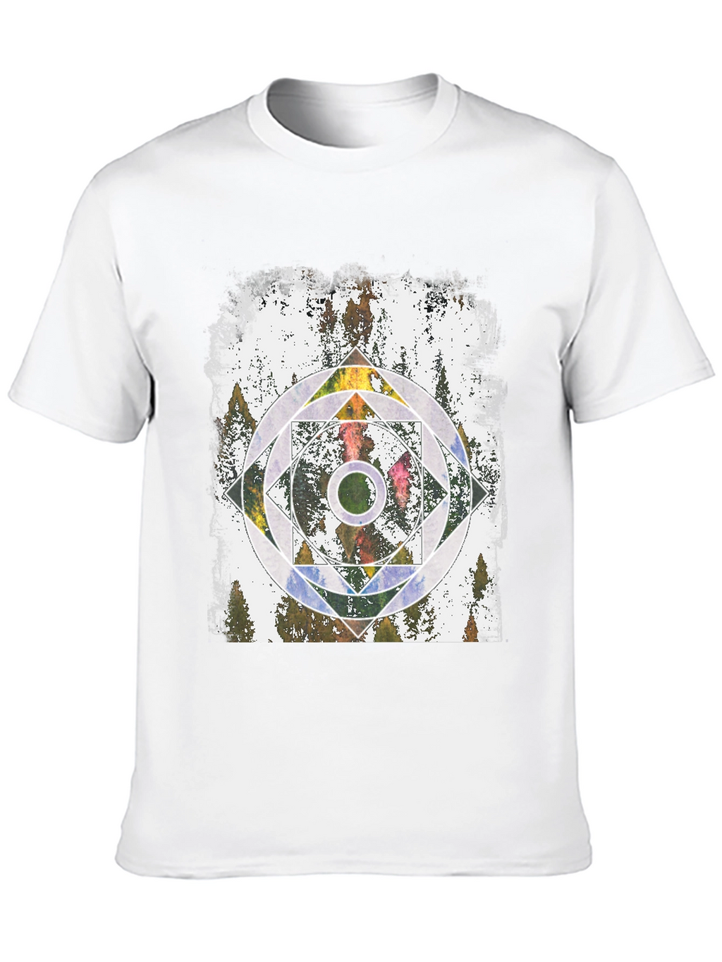 Geometric Forest Graphic Tee - Black Unisex T-Shirt