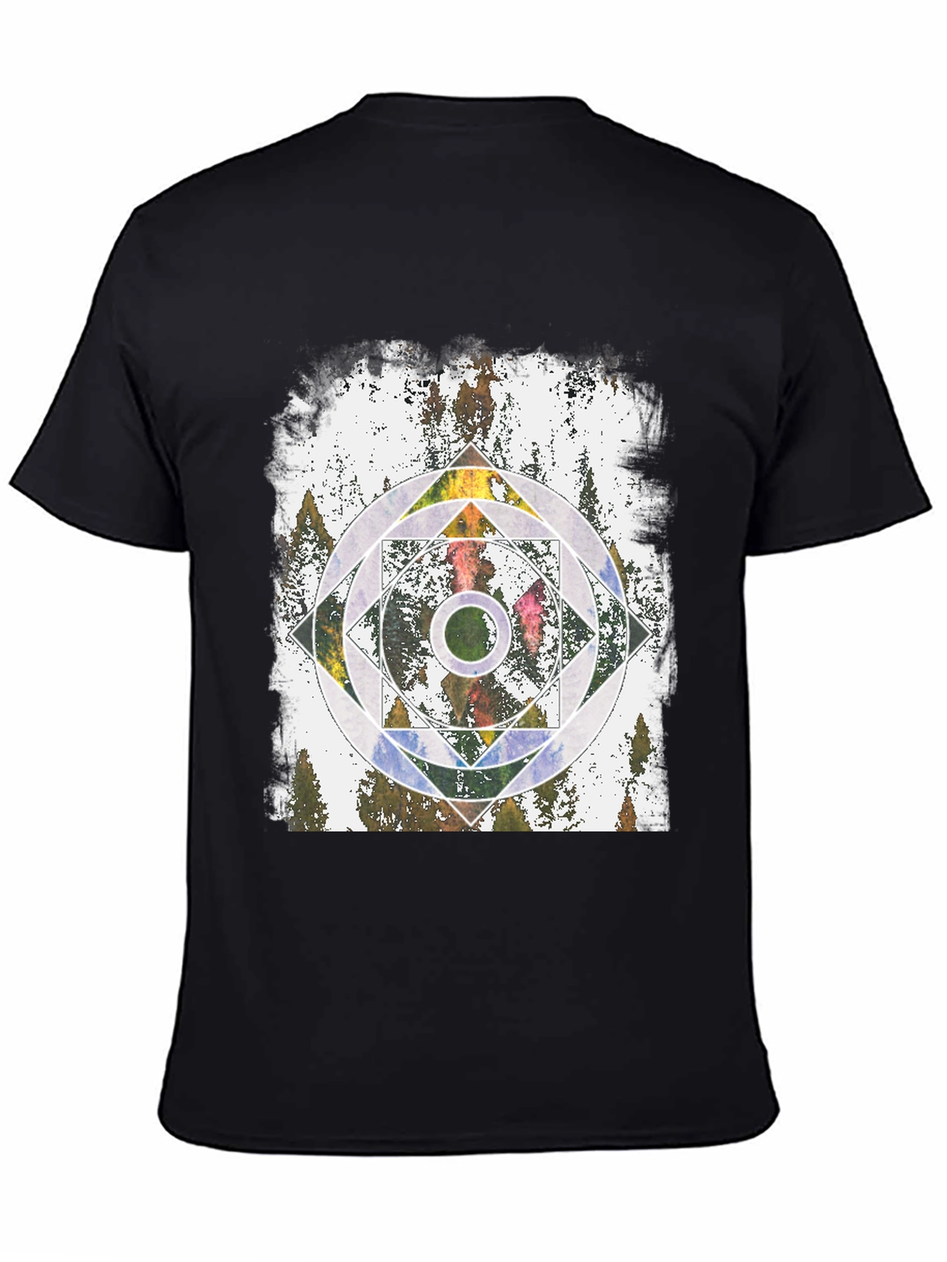 Geometric Forest Graphic Tee - Black Unisex T-Shirt