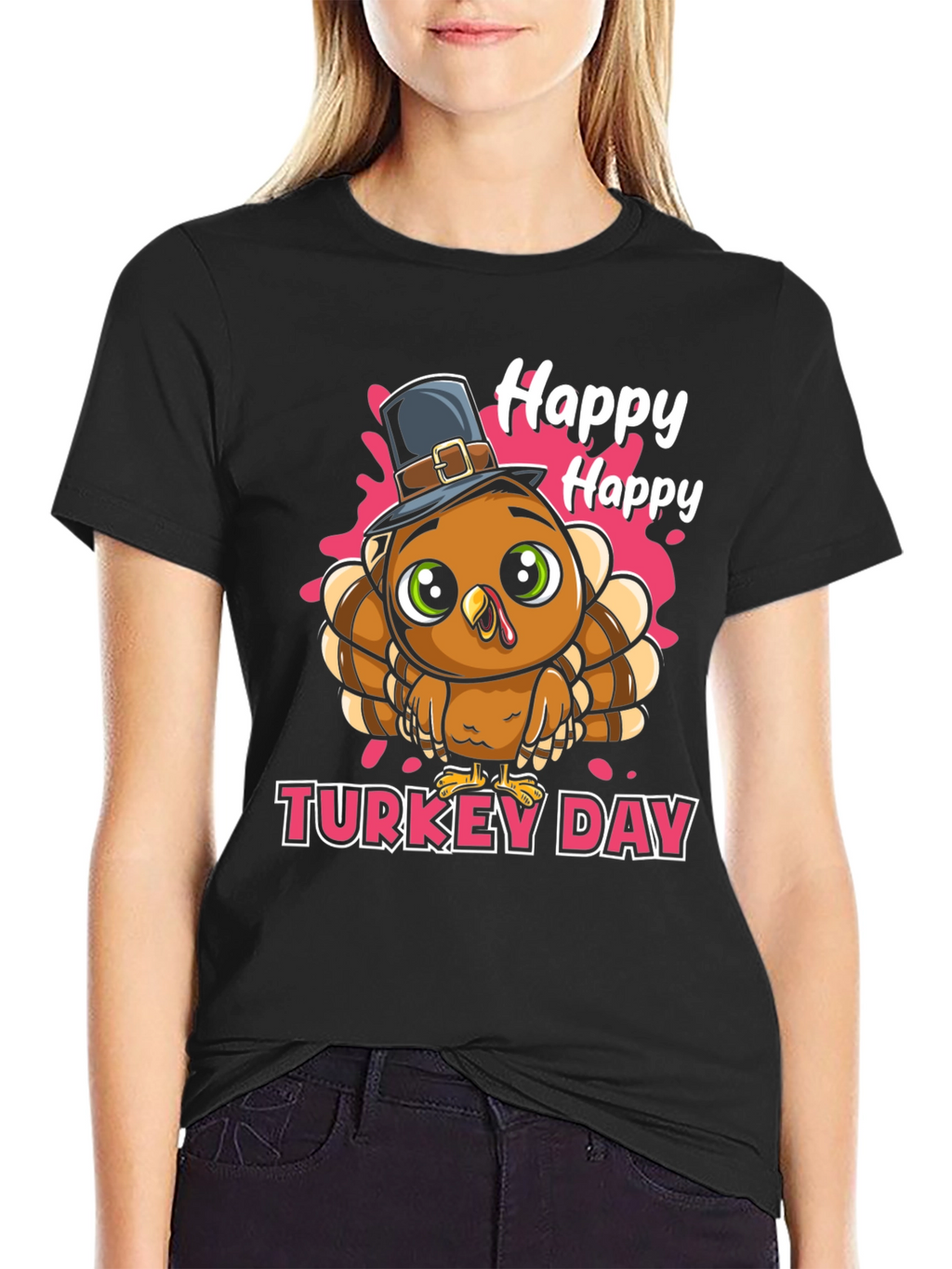 Happy Turkey Day Graphic Tee - Thanksgiving Apparel