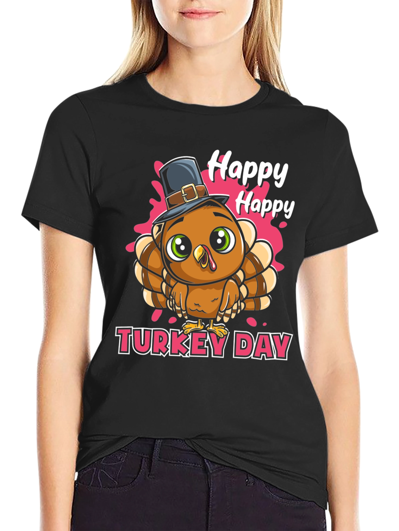 Happy Turkey Day Graphic Tee - Thanksgiving Apparel