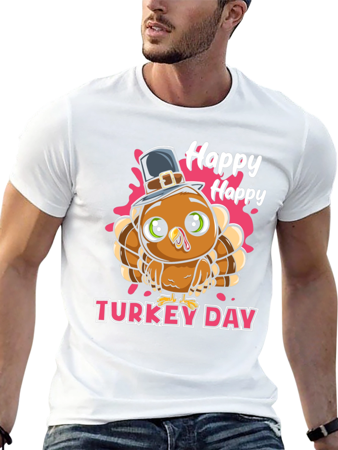 Happy Turkey Day Graphic Tee - Thanksgiving Apparel