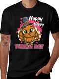 Happy Turkey Day Graphic Tee - Thanksgiving Apparel