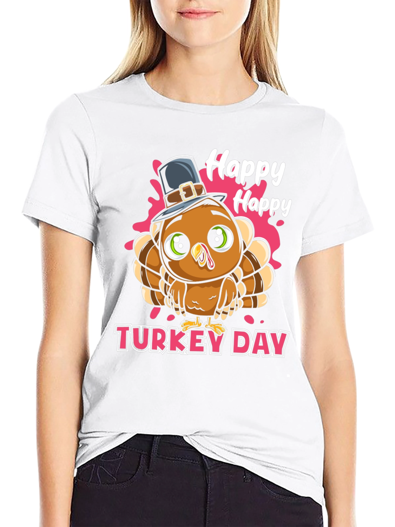 Happy Turkey Day Graphic Tee - Thanksgiving Apparel