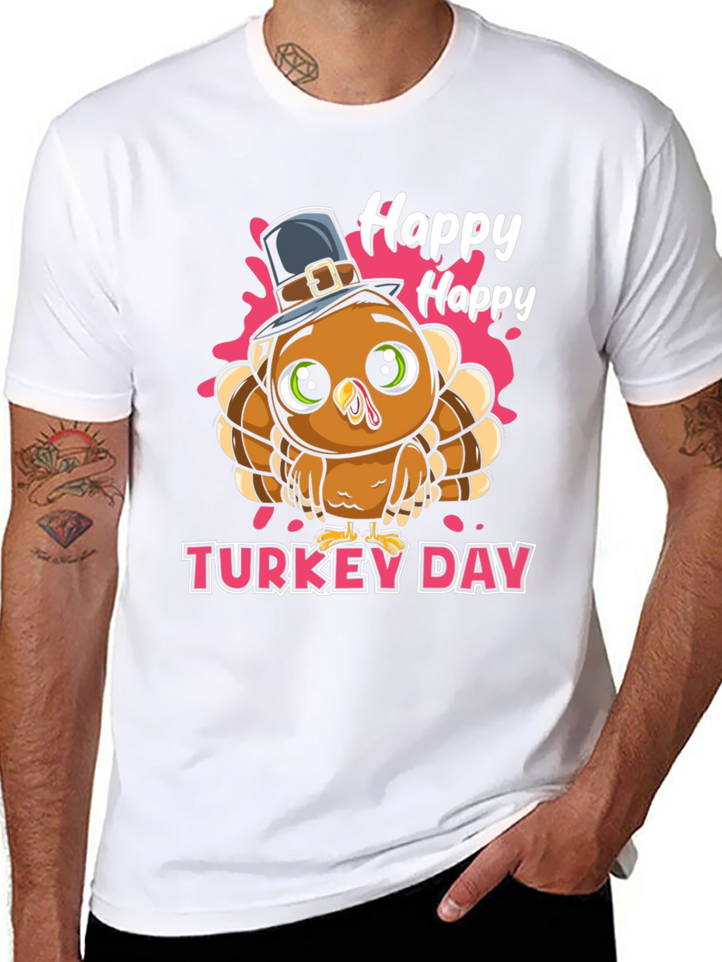 Happy Turkey Day Graphic Tee - Thanksgiving Apparel