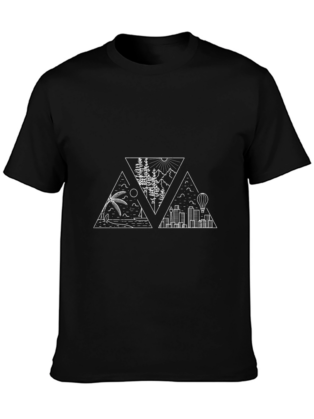 Geometric Landscape Graphic Tee - Black
