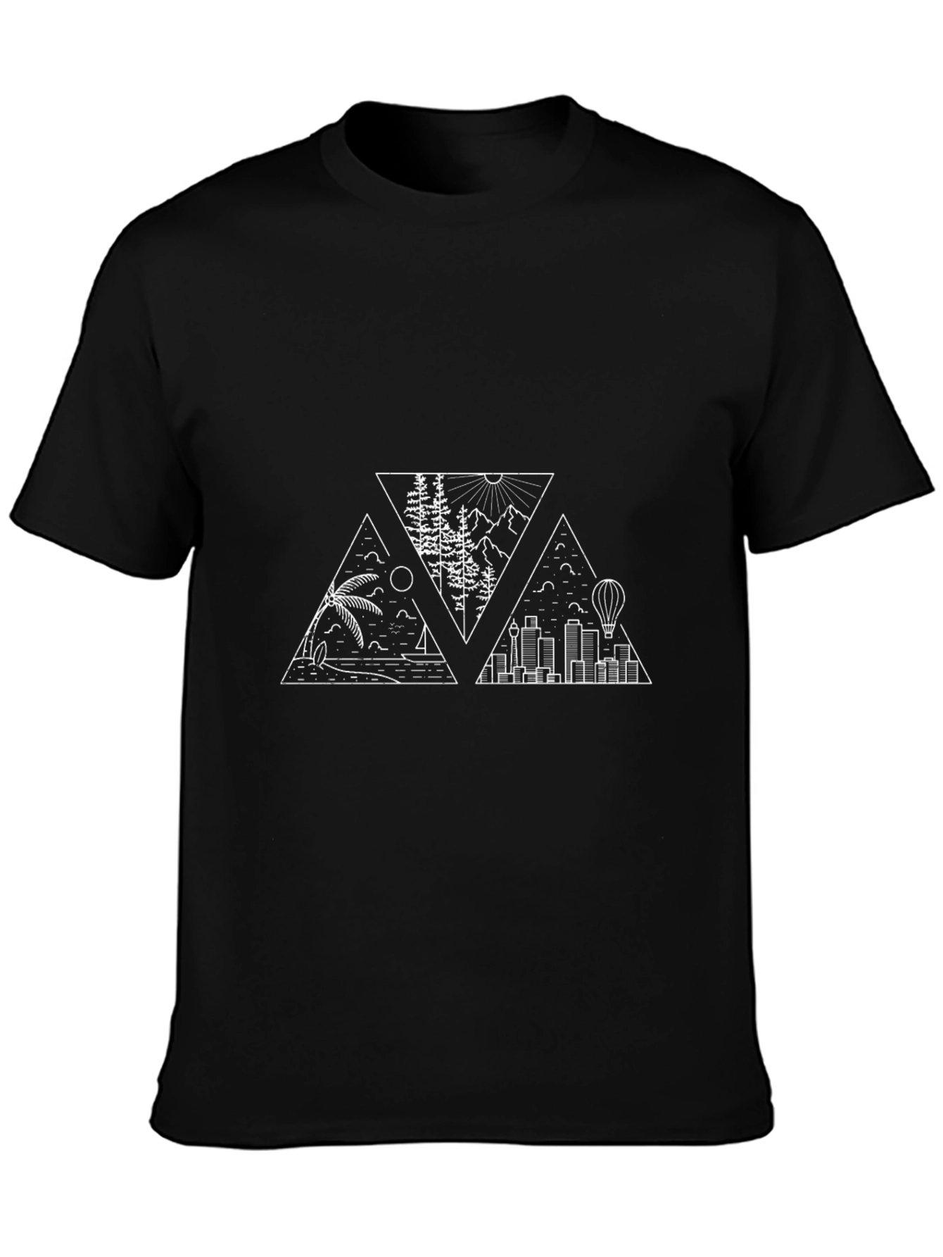 Geometric Landscape Graphic Tee - Black