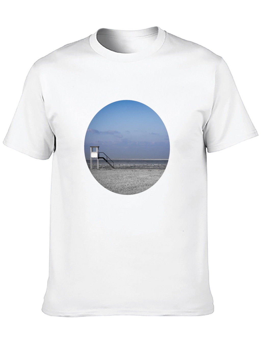 Beach View Graphic Tee - Black Cotton T-Shirt