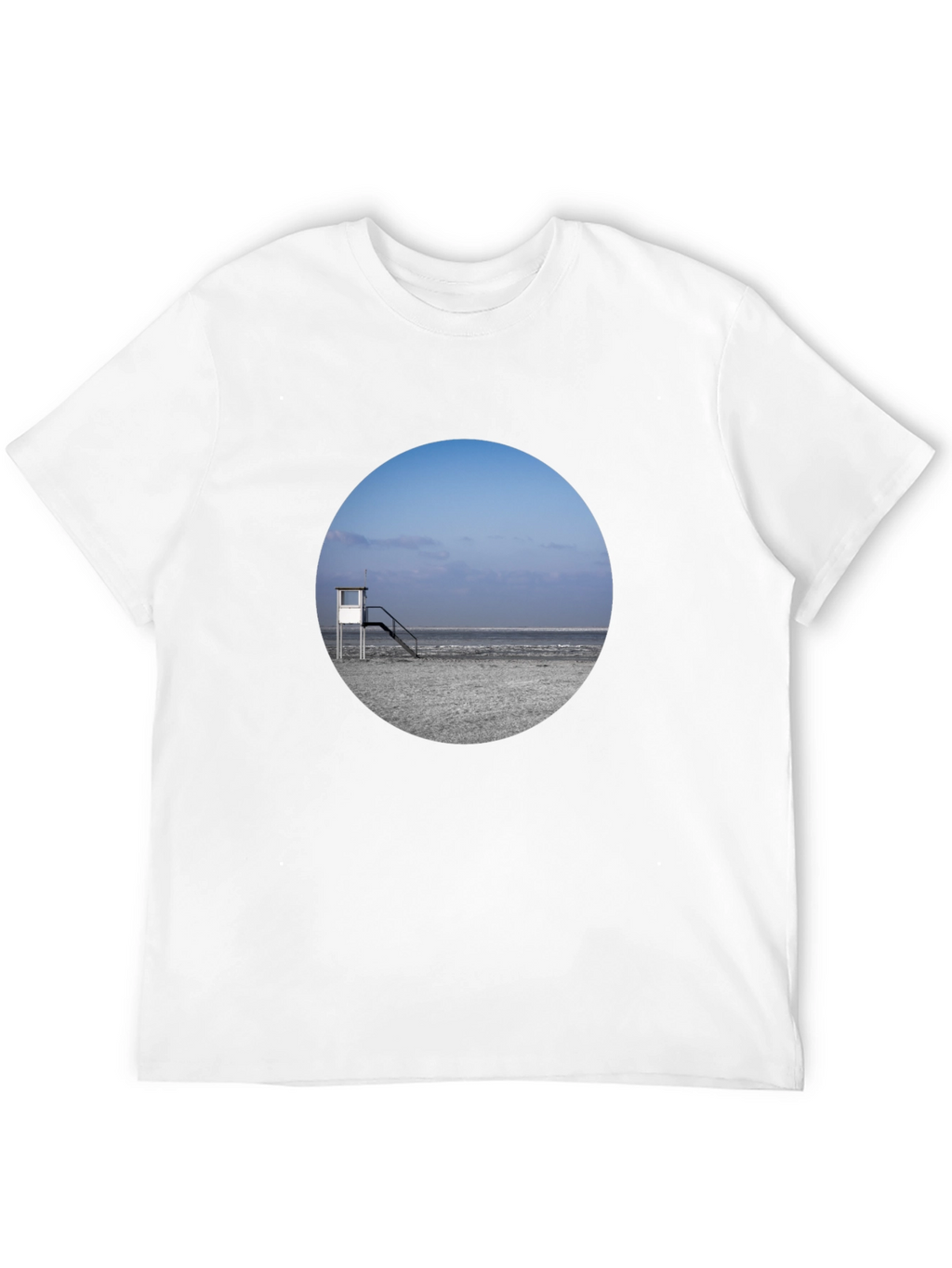 Beach View Graphic Tee - Black Cotton T-Shirt