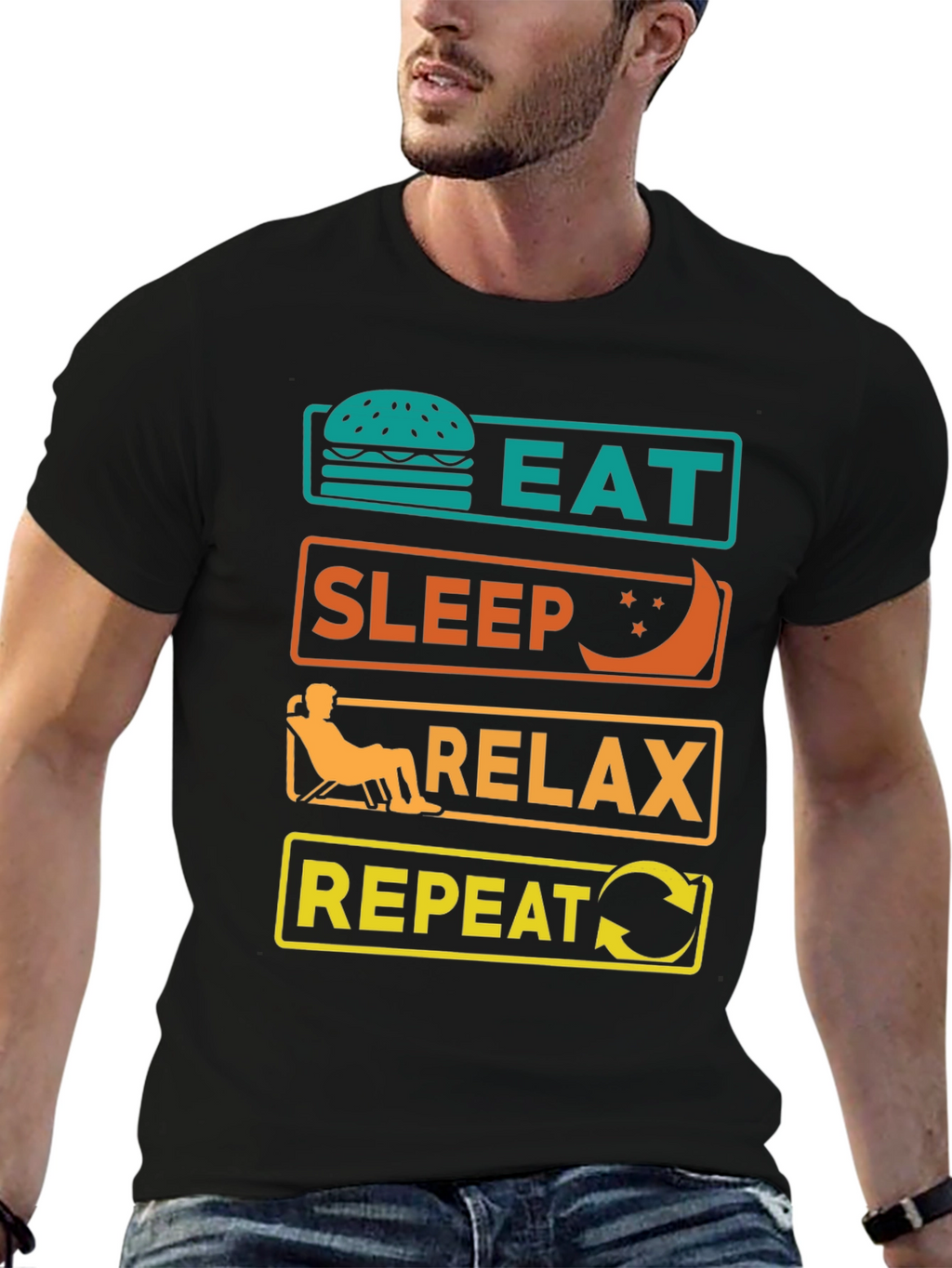 Eat Sleep Relax Repeat Graphic Tee