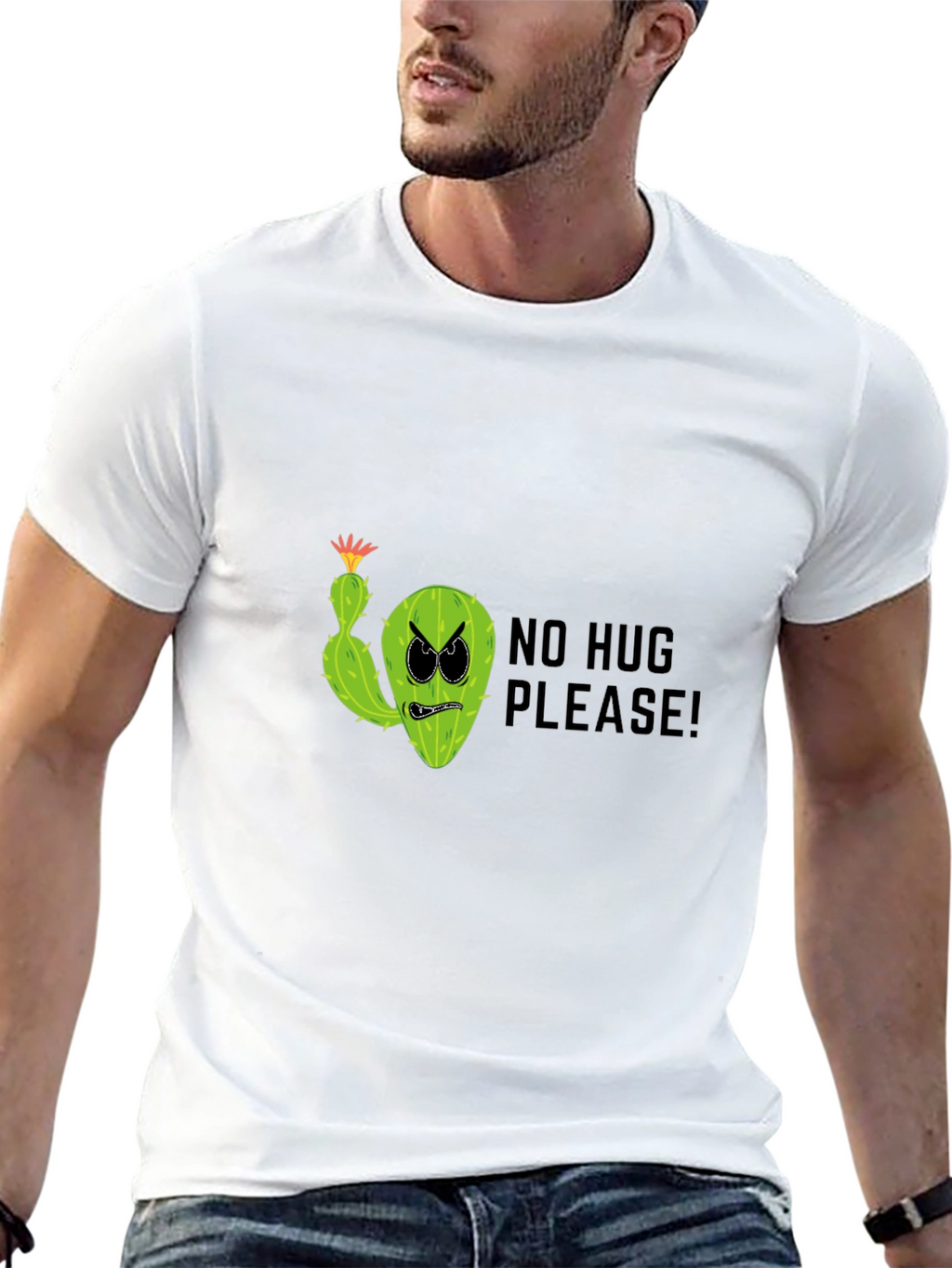 No Hug Please! Funny Cactus Graphic T-Shirt