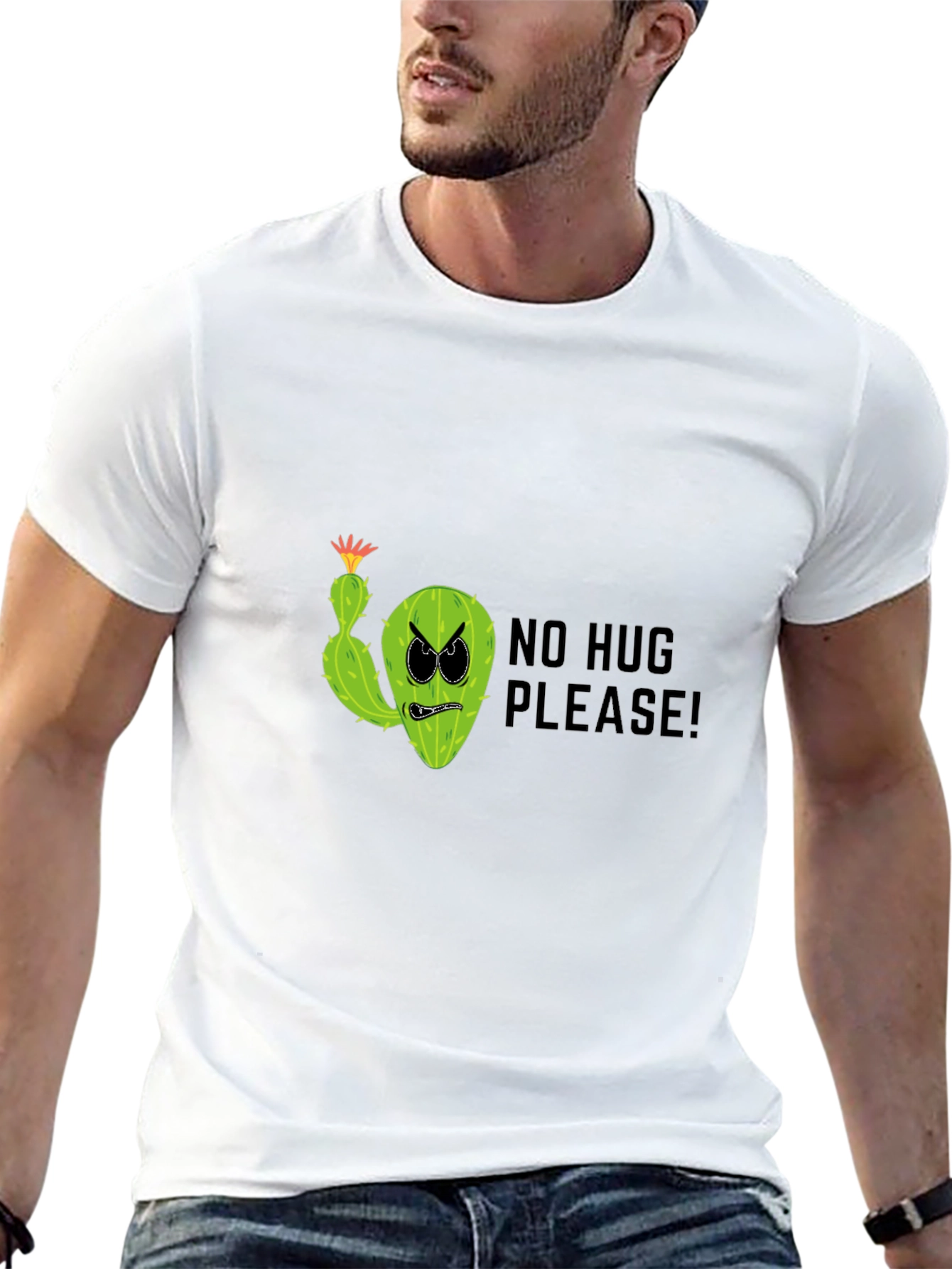 No Hug Please! Funny Cactus Graphic T-Shirt