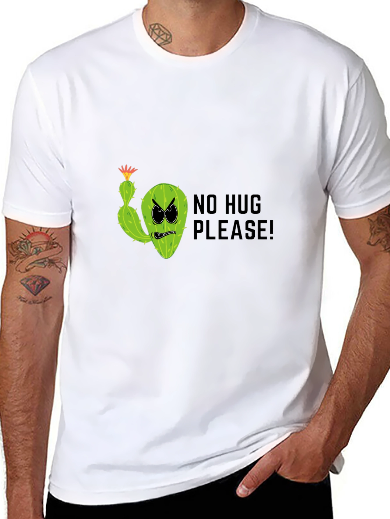 No Hug Please! Funny Cactus Graphic T-Shirt