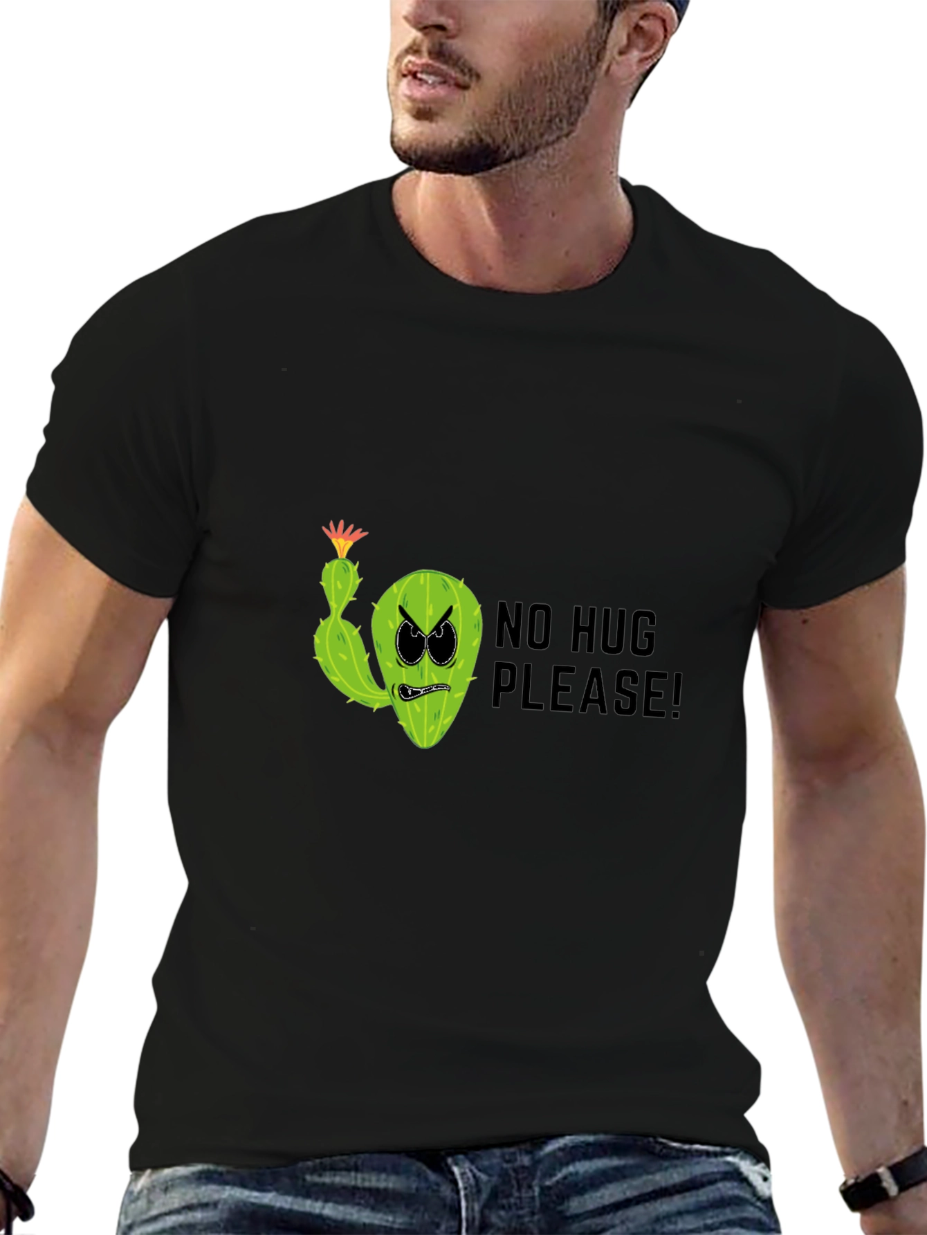No Hug Please! Funny Cactus Graphic T-Shirt