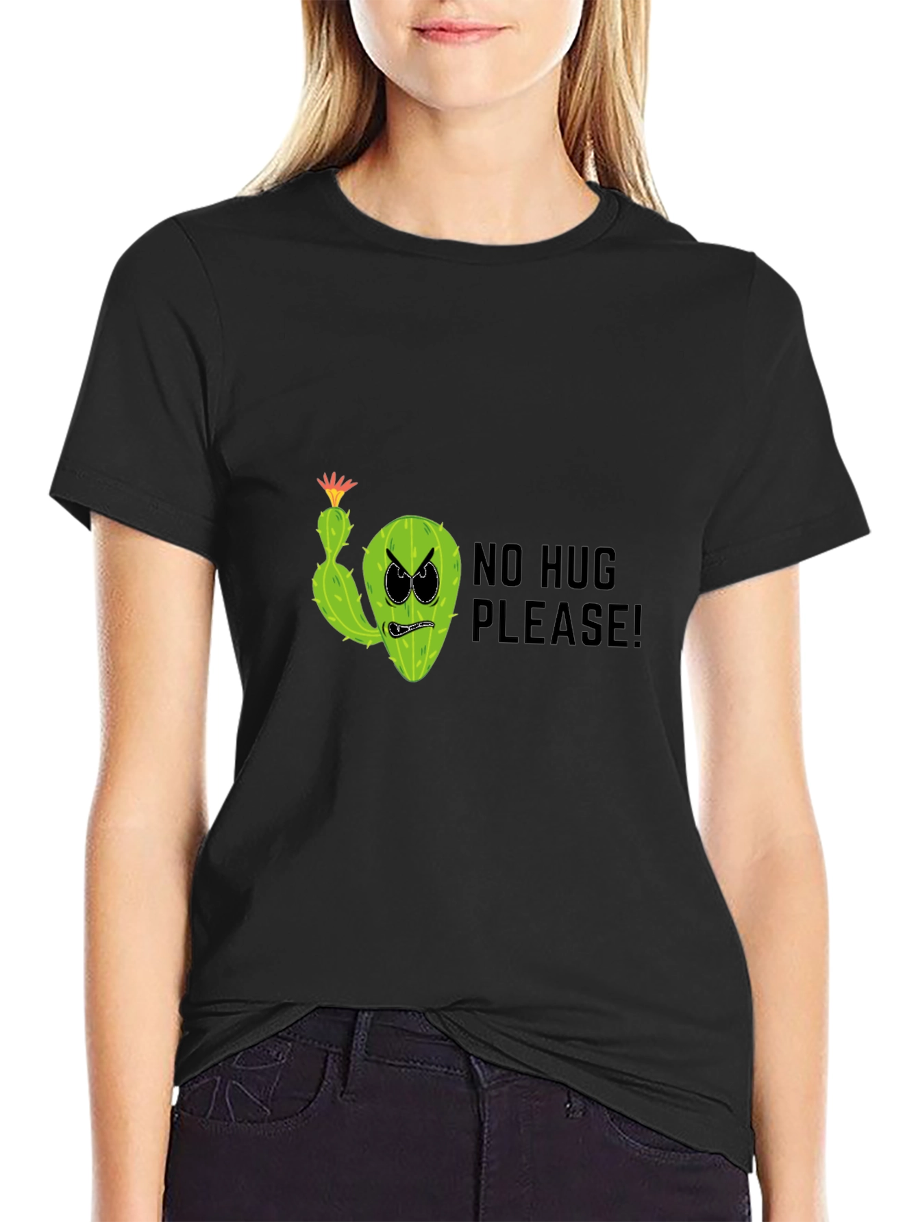 No Hug Please! Funny Cactus Graphic T-Shirt