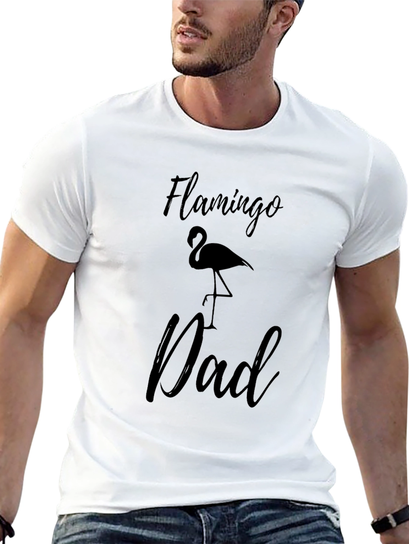 Flamingo Dad Black T-Shirt