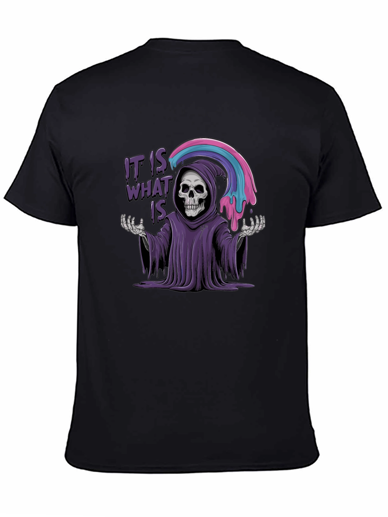 It Is What It Is Grim Reaper Rainbow Graphic T-Shirt