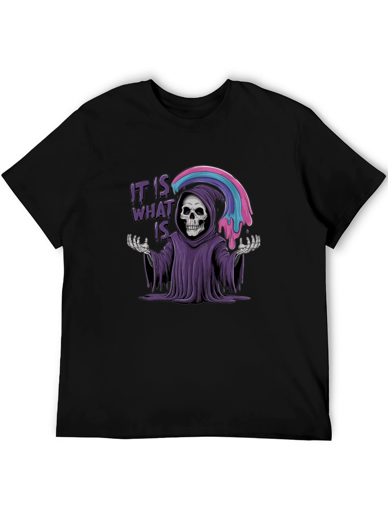 It Is What It Is Grim Reaper Rainbow Graphic T-Shirt