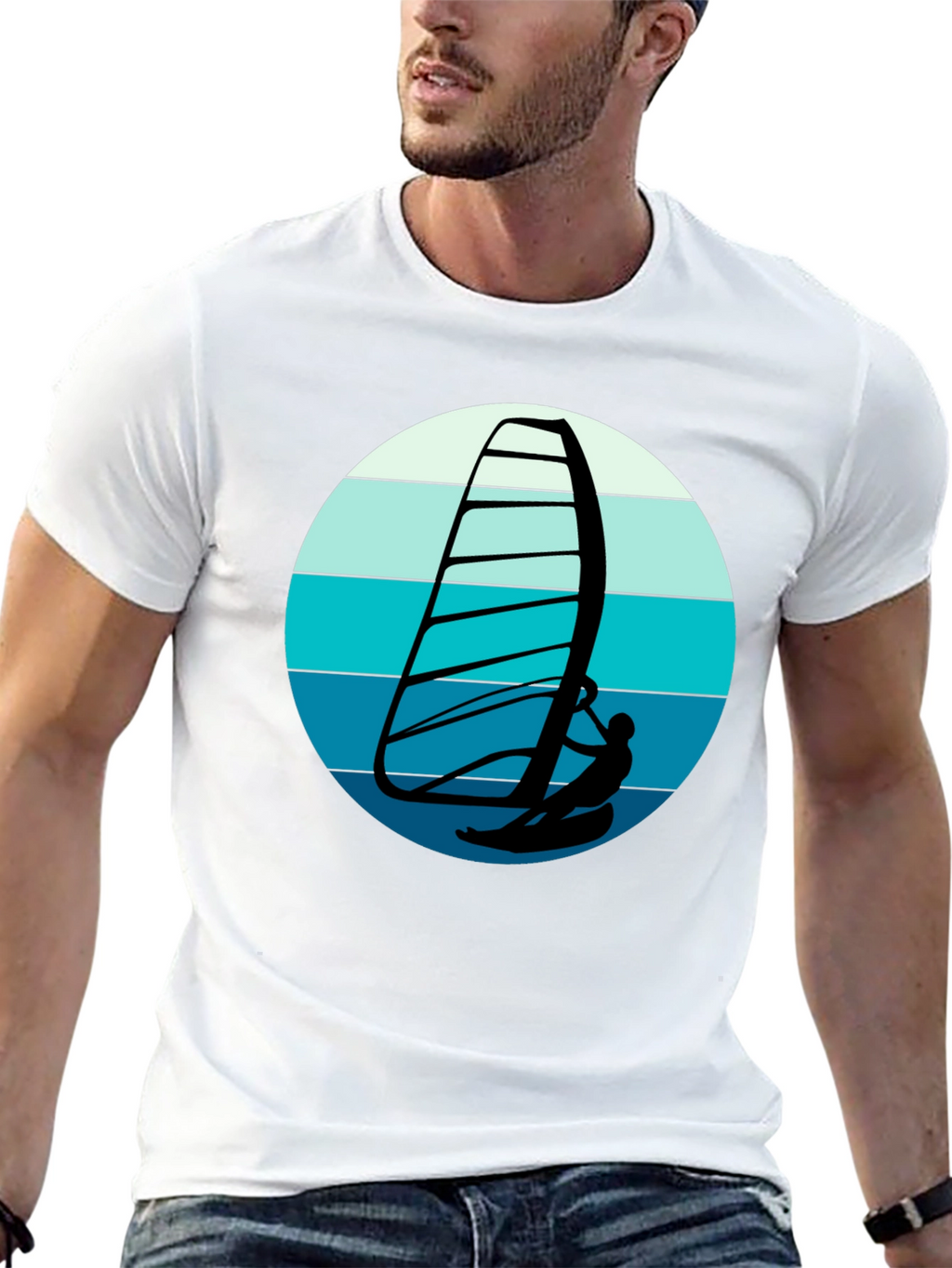 Windsurfer Graphic Tee - Black Cotton Comfort
