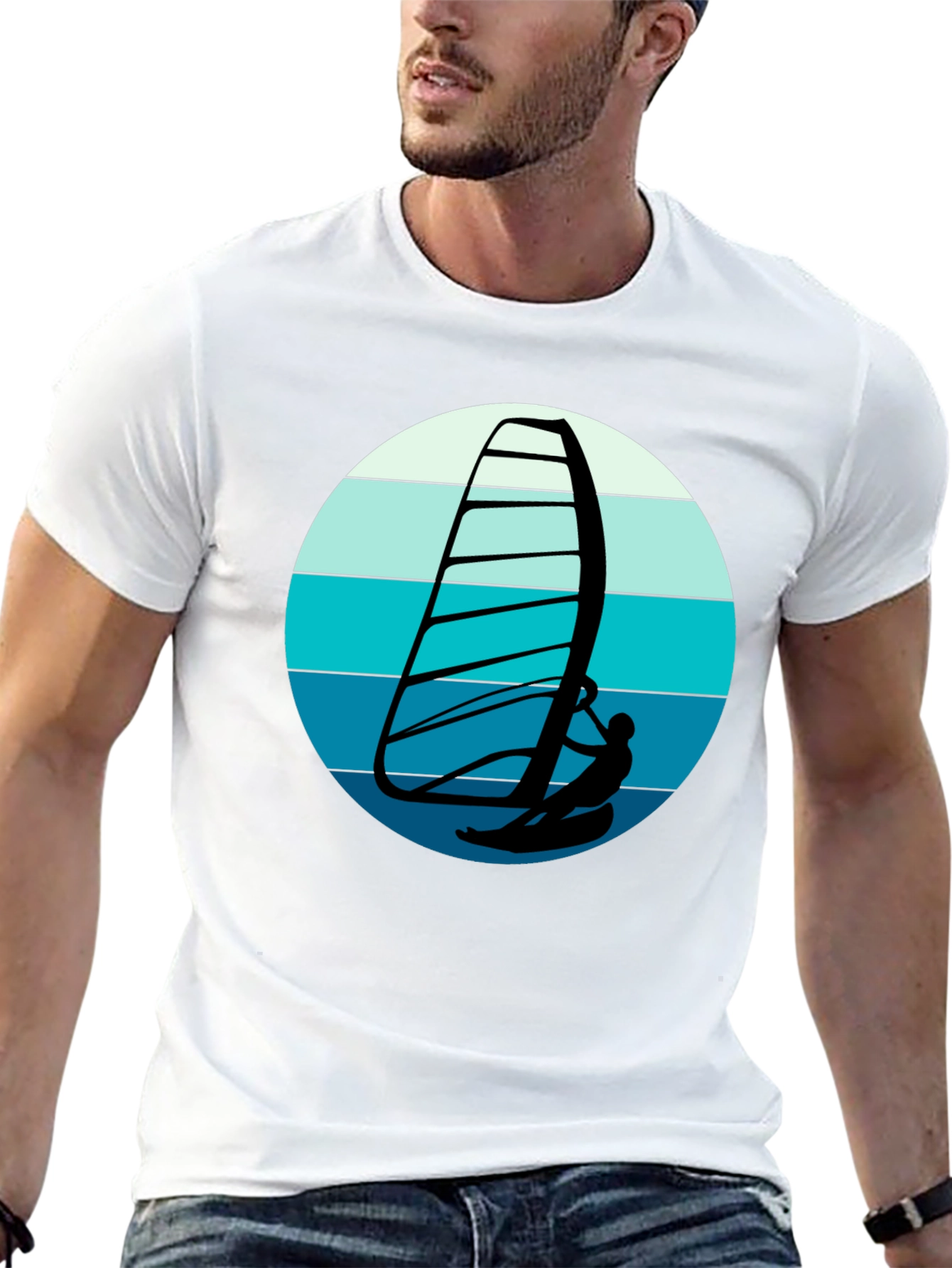 Windsurfer Graphic Tee - Black Cotton Comfort