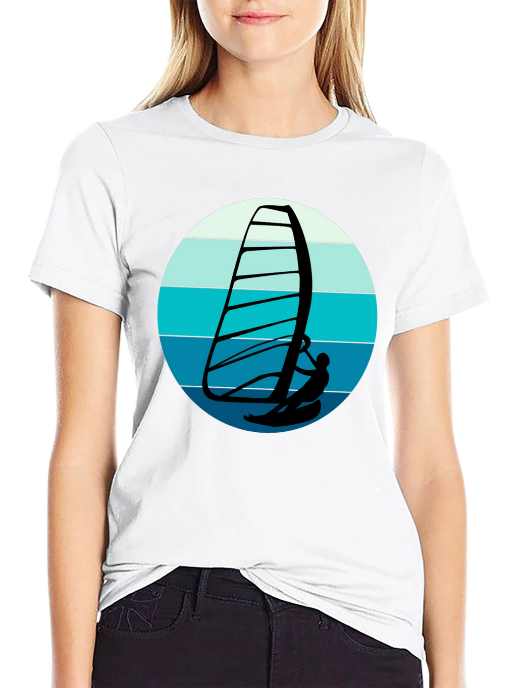Windsurfer Graphic Tee - Black Cotton Comfort