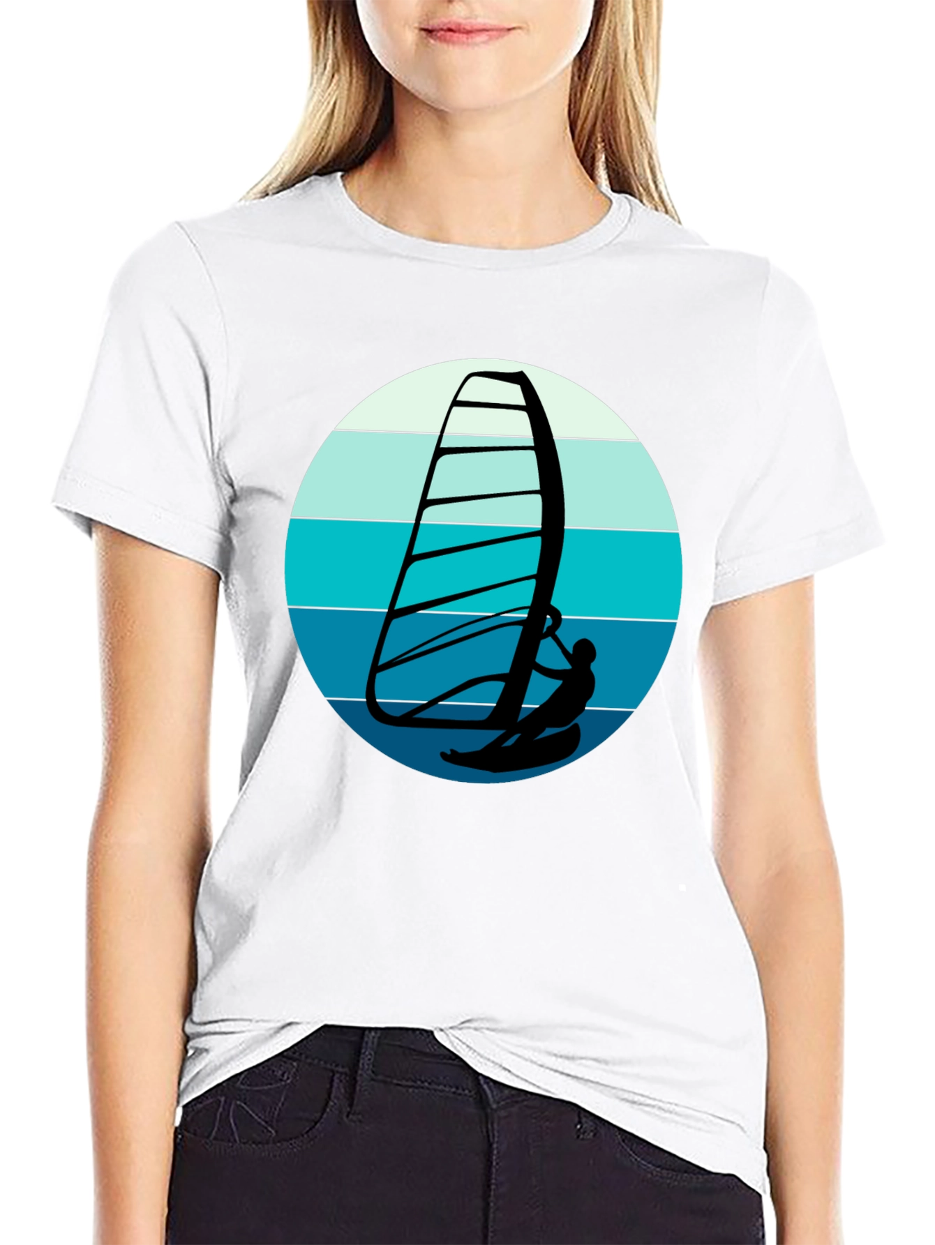 Windsurfer Graphic Tee - Black Cotton Comfort
