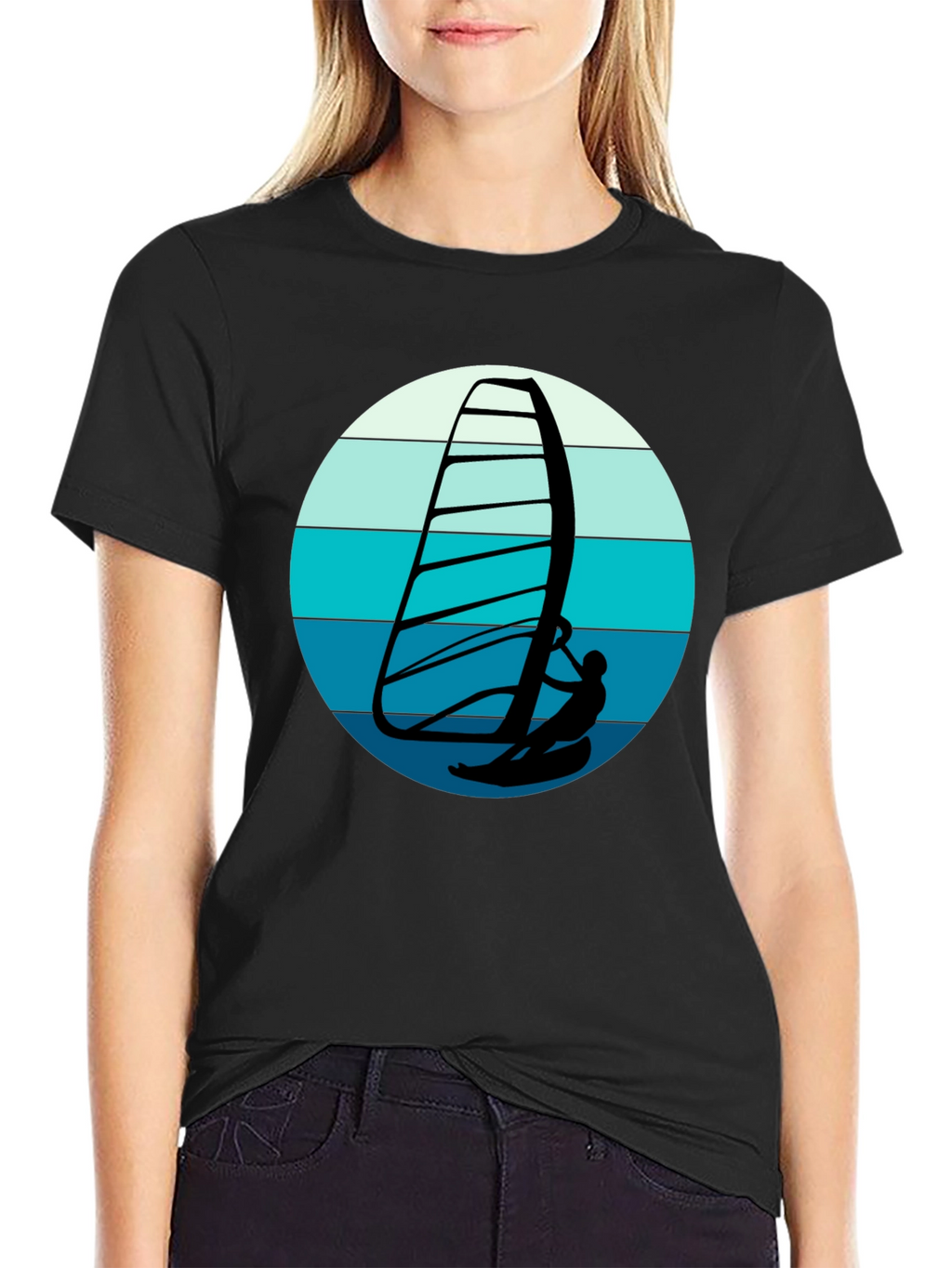 Windsurfer Graphic Tee - Black Cotton Comfort