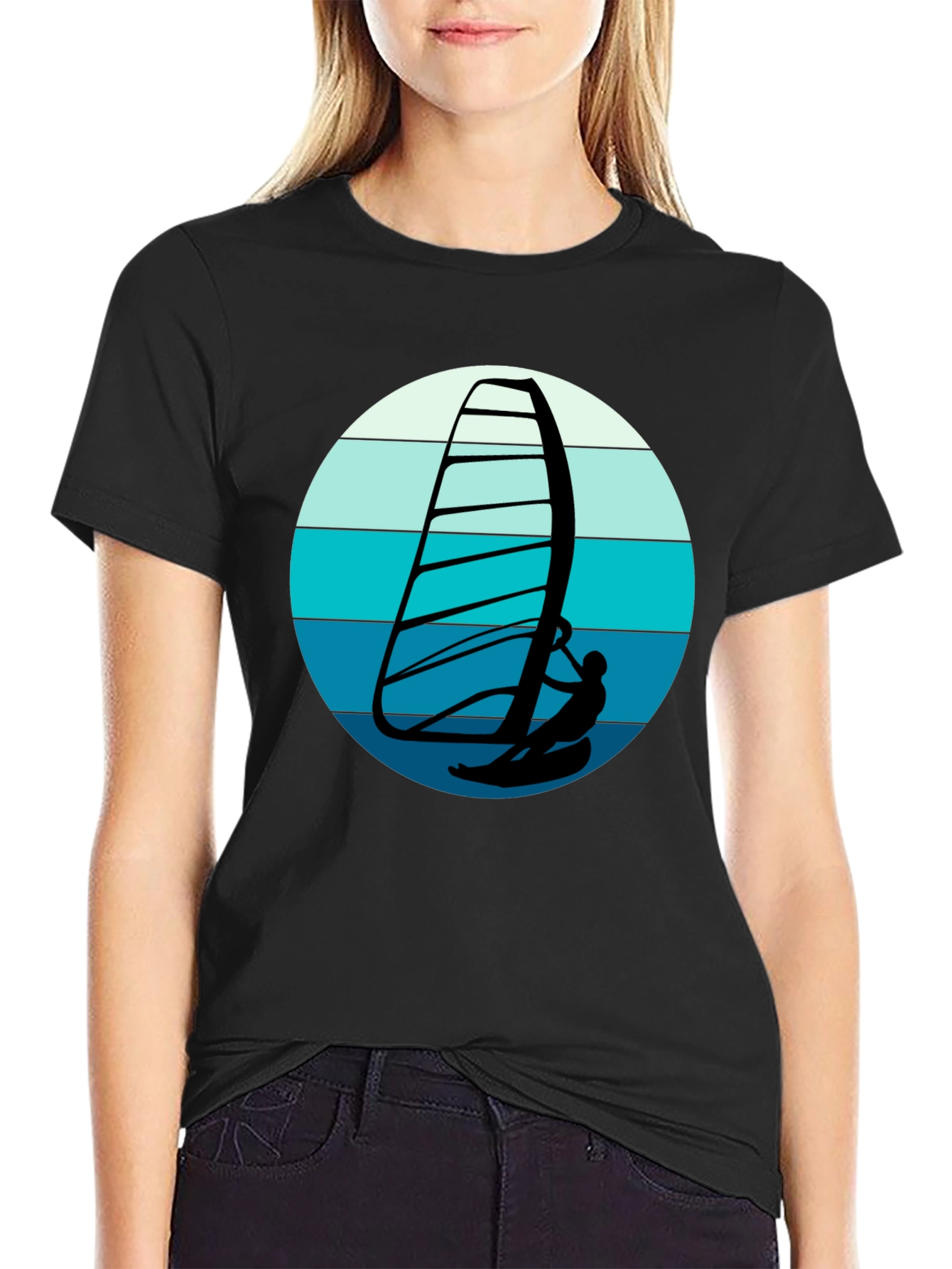 Windsurfer Graphic Tee - Black Cotton Comfort