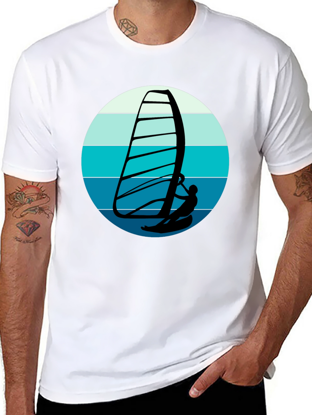 Windsurfer Graphic Tee - Black Cotton Comfort