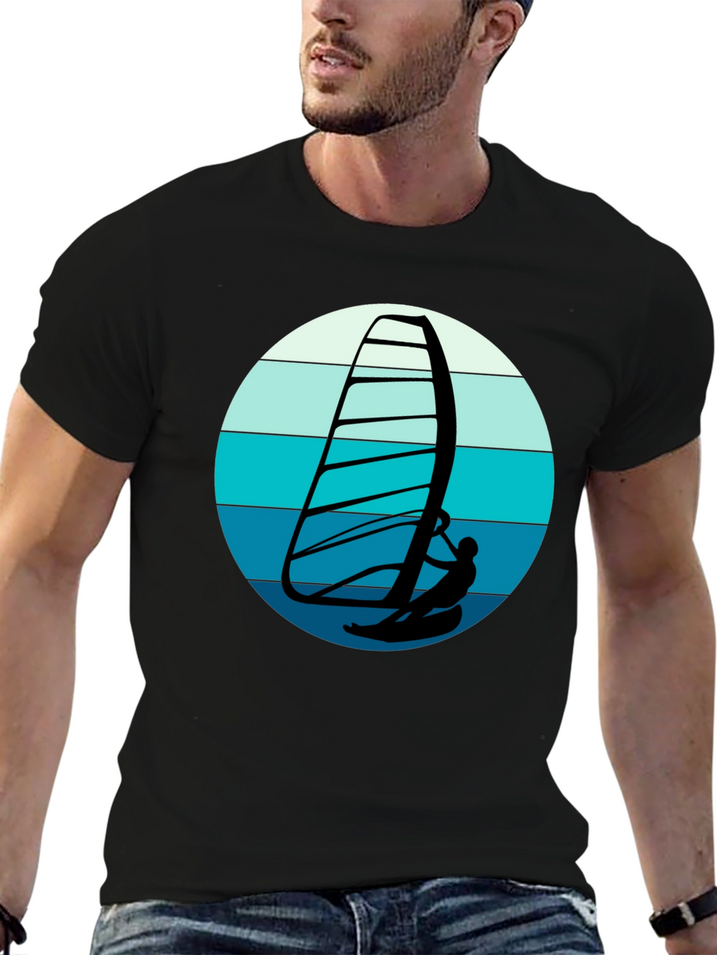 Windsurfer Graphic Tee - Black Cotton Comfort