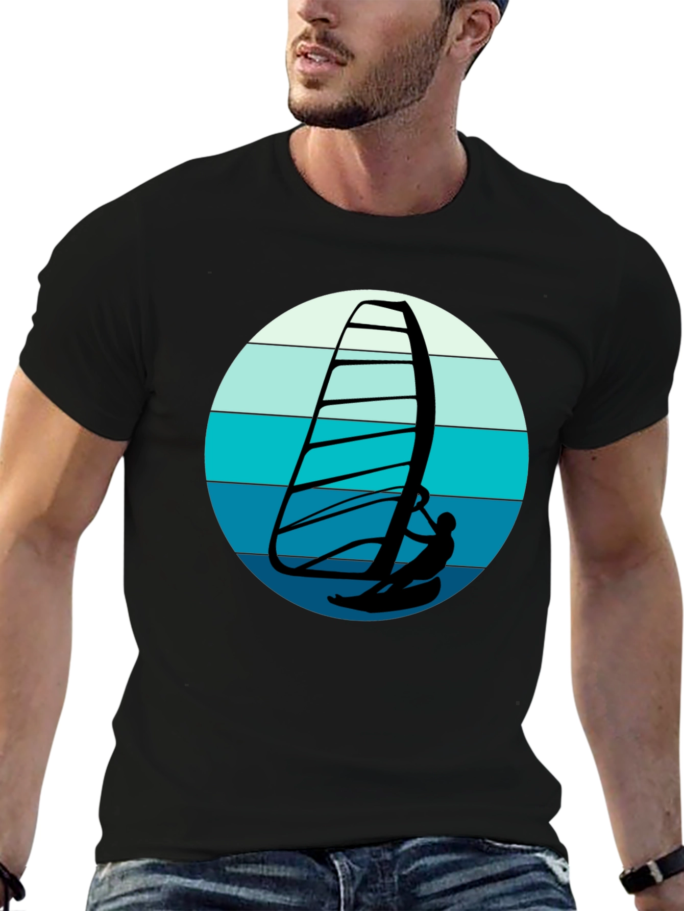 Windsurfer Graphic Tee - Black Cotton Comfort