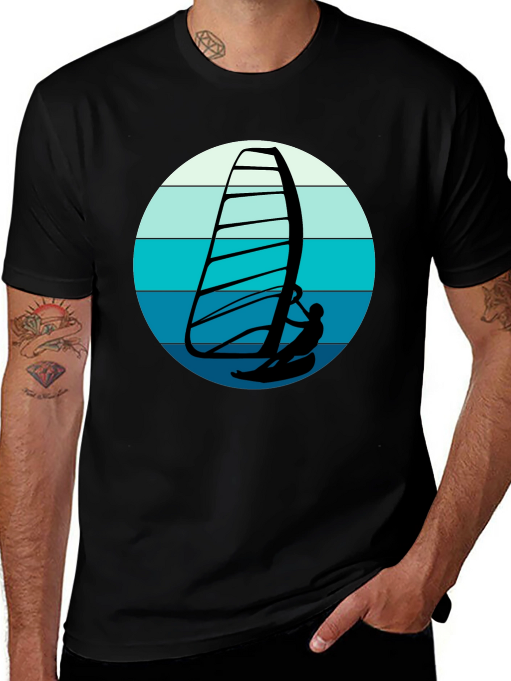 Windsurfer Graphic Tee - Black Cotton Comfort