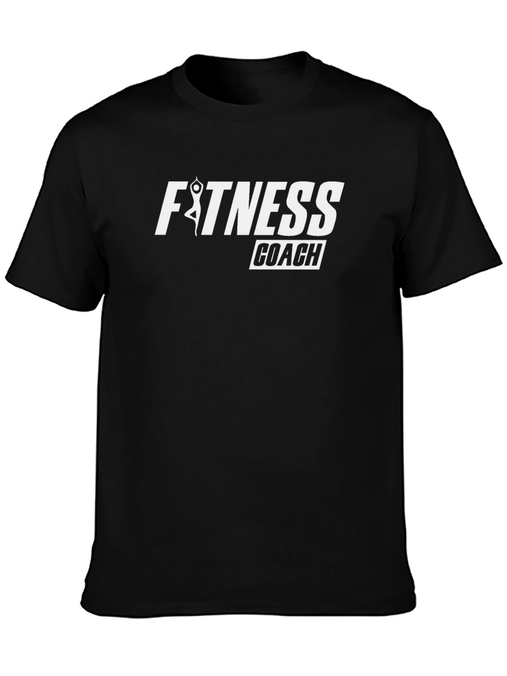 Fitness Coach Black T-Shirt - Yoga Design