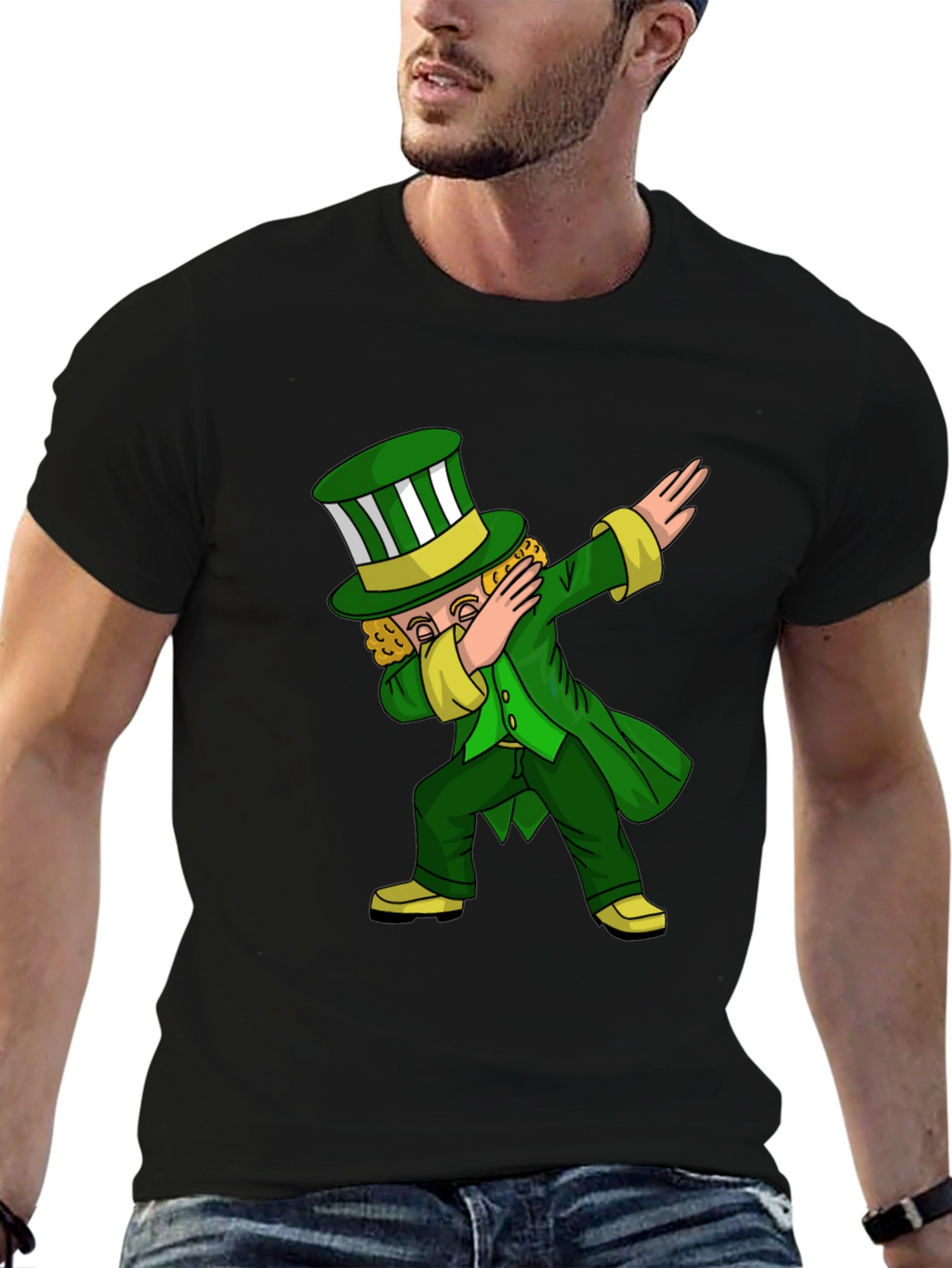 St. Patricks Day Leprechaun Dab Black T-Shirt