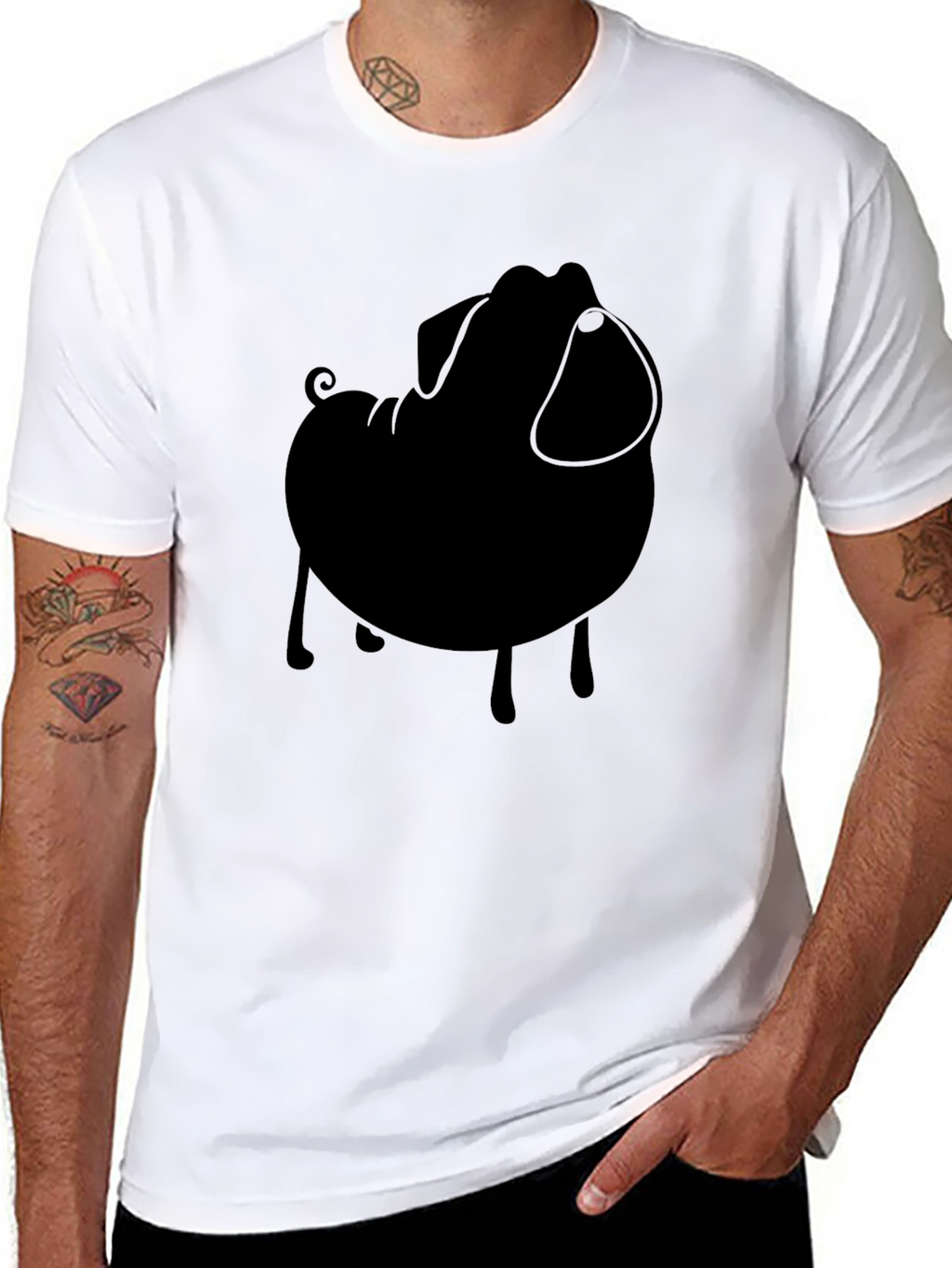 Pug Silhouette Tee - Stylish Black Graphic T-Shirt