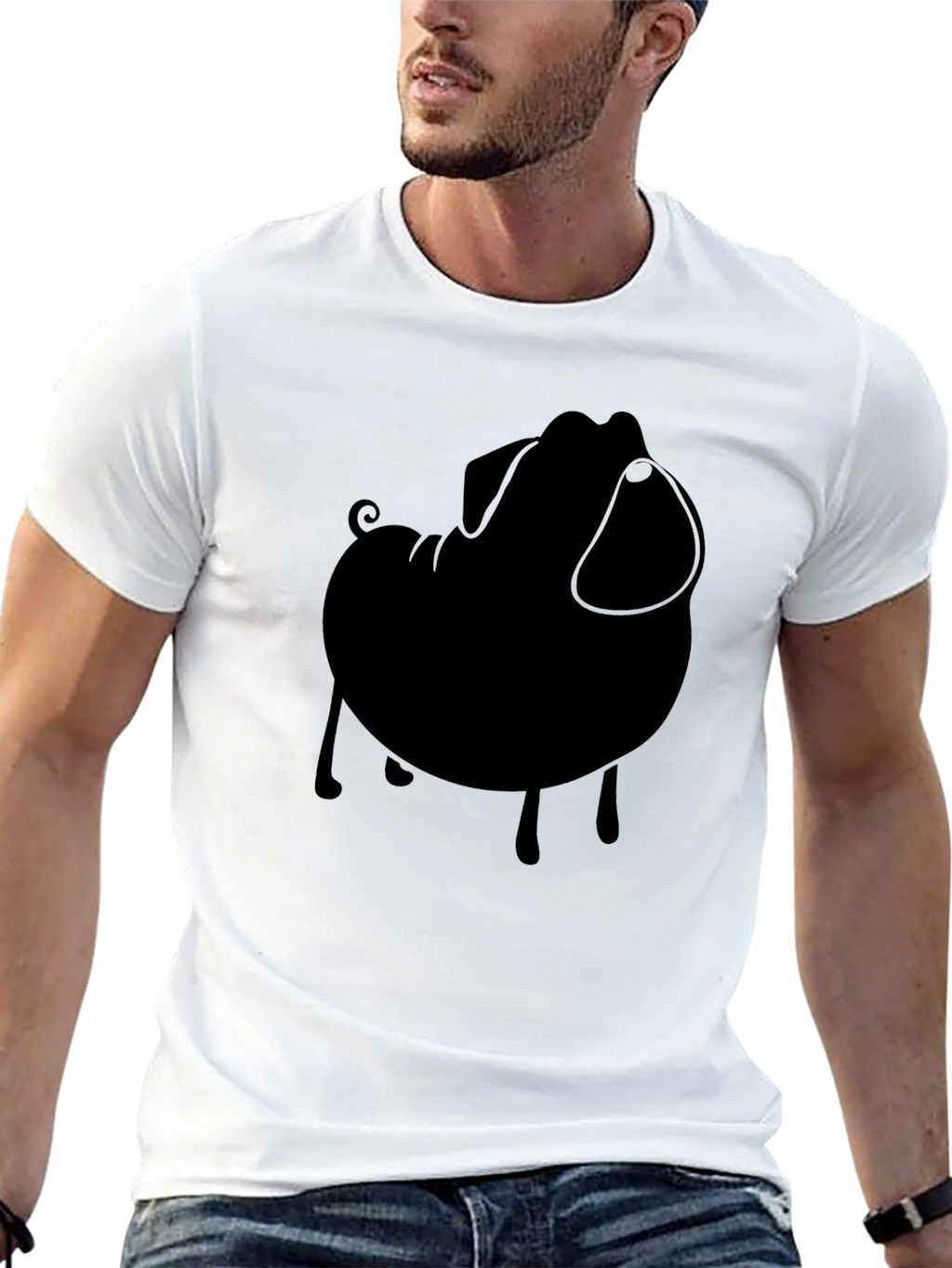 Pug Silhouette Tee - Stylish Black Graphic T-Shirt