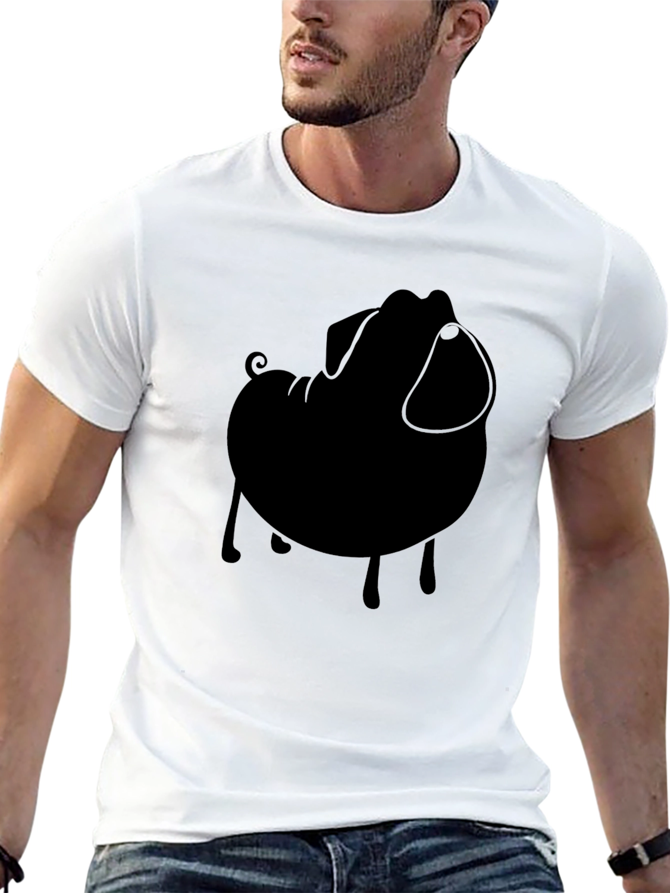 Pug Silhouette Tee - Stylish Black Graphic T-Shirt