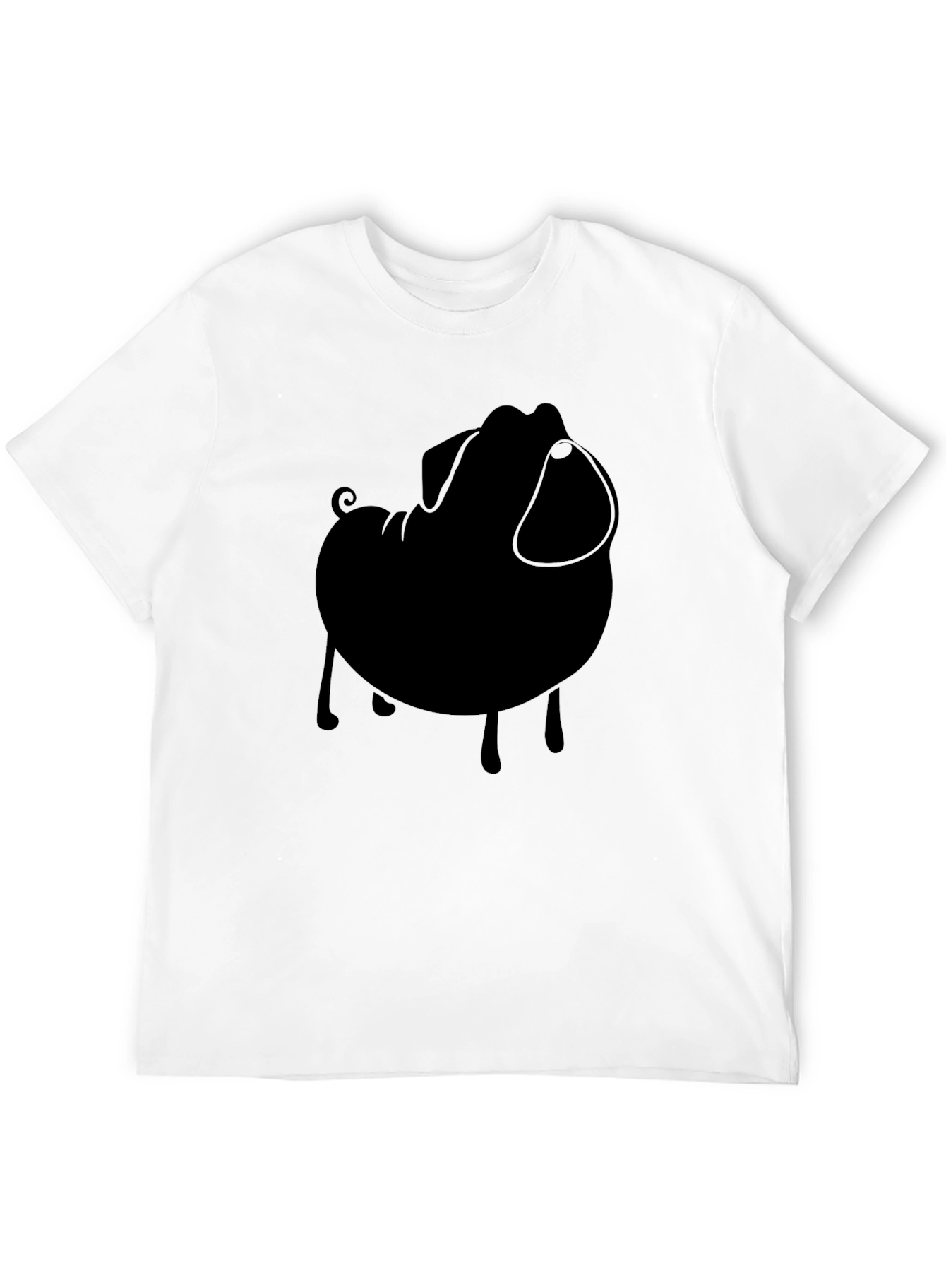Pug Silhouette Tee - Stylish Black Graphic T-Shirt