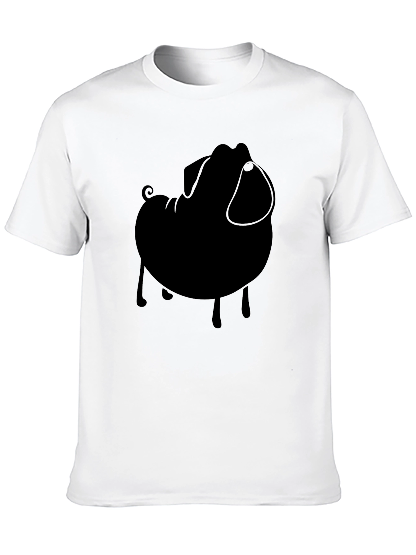 Pug Silhouette Tee - Stylish Black Graphic T-Shirt