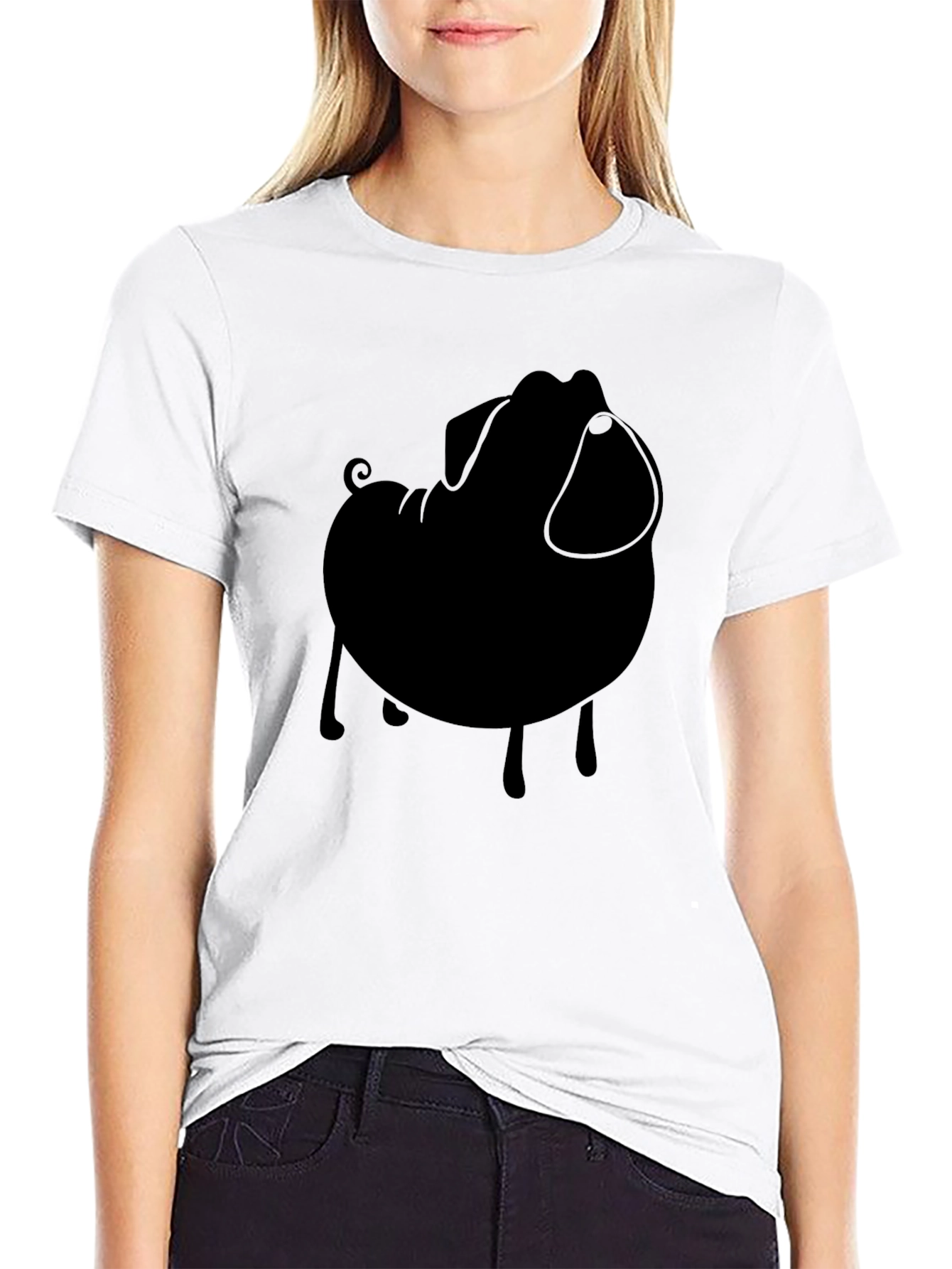 Pug Silhouette Tee - Stylish Black Graphic T-Shirt