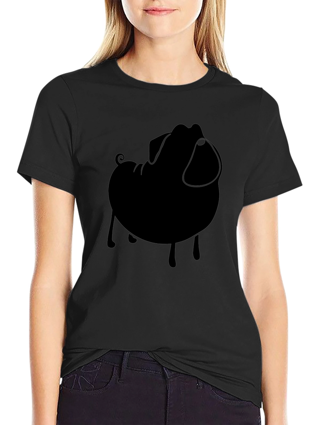 Pug Silhouette Tee - Stylish Black Graphic T-Shirt