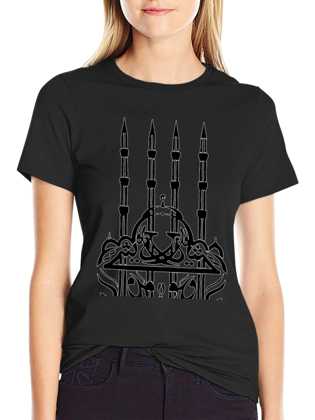 Mosque Graphic T-Shirt - Black Cotton Tee