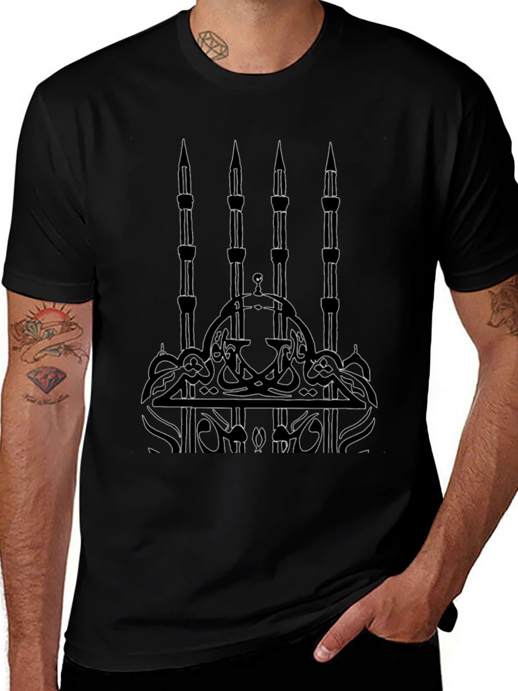 Mosque Graphic T-Shirt - Black Cotton Tee
